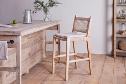 Kitchen & Dining|Bar Stools & Bar Chairs^Nkuku Aamani Mango Wood & Cord Counter Chair - Natural