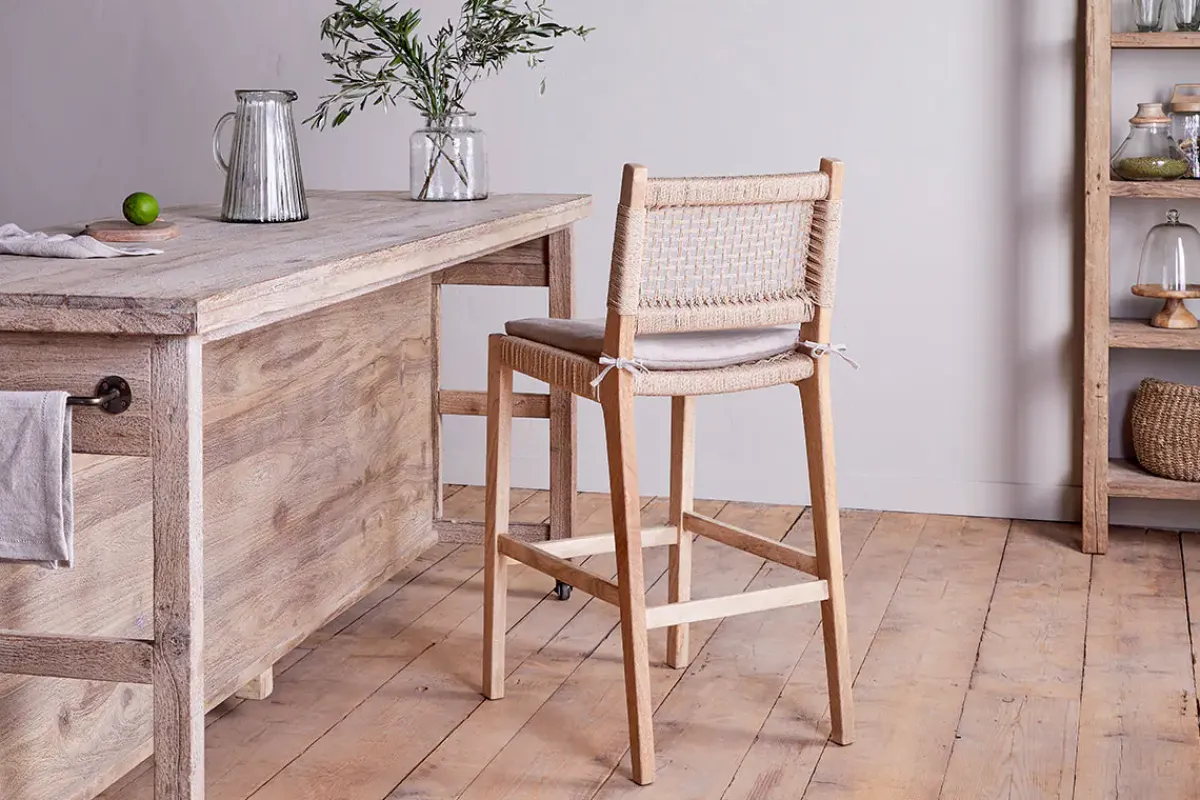 Kitchen & Dining|Bar Stools & Bar Chairs^Nkuku Aamani Mango Wood & Cord Counter Chair - Natural