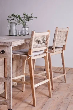 Kitchen & Dining|Bar Stools & Bar Chairs^Nkuku Aamani Mango Wood & Cord Counter Chair - Natural