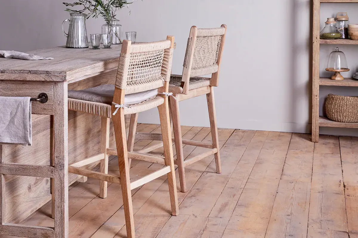 Kitchen & Dining|Bar Stools & Bar Chairs^Nkuku Aamani Mango Wood & Cord Counter Chair - Natural