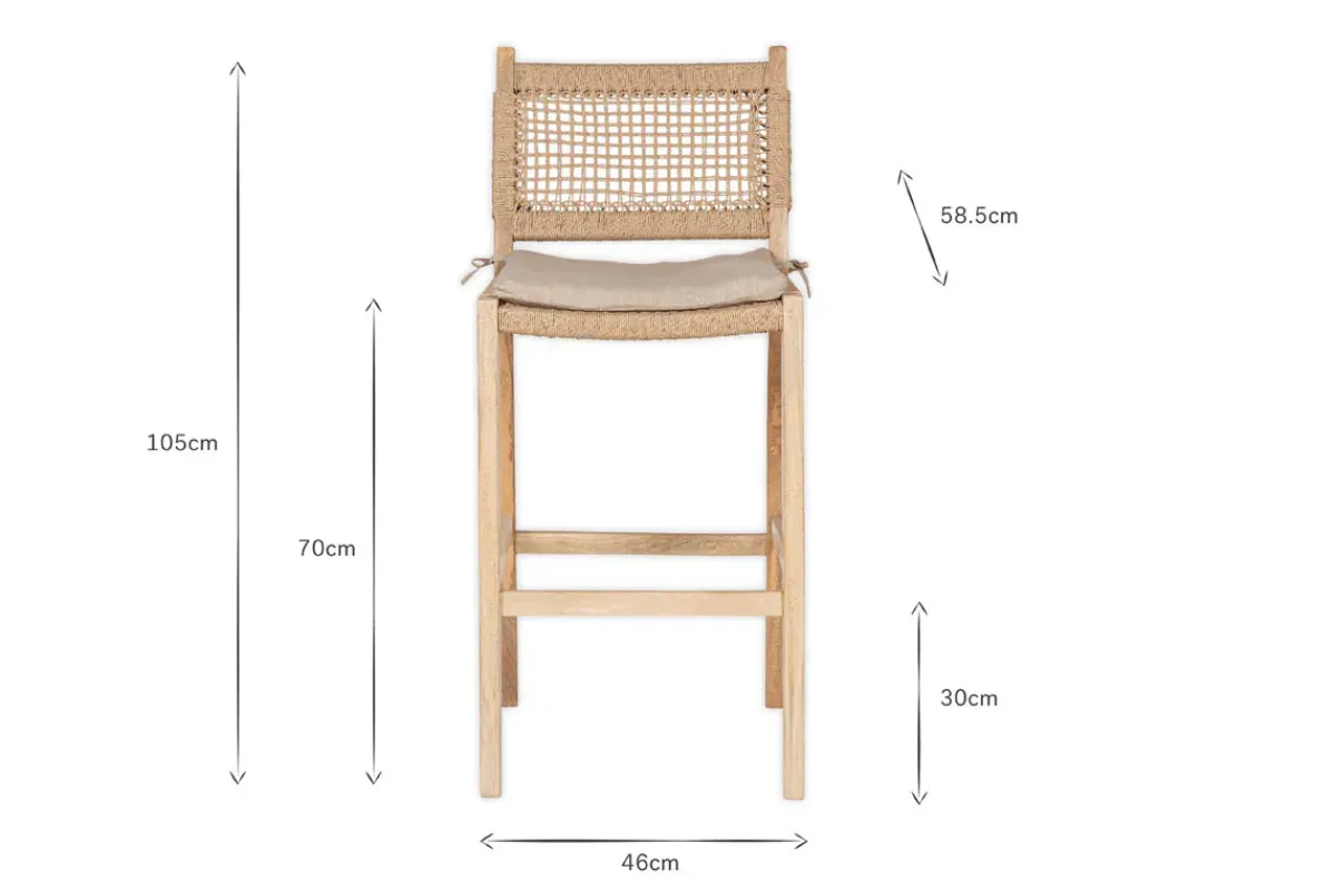 Kitchen & Dining|Bar Stools & Bar Chairs^Nkuku Aamani Mango Wood & Cord Counter Chair - Natural
