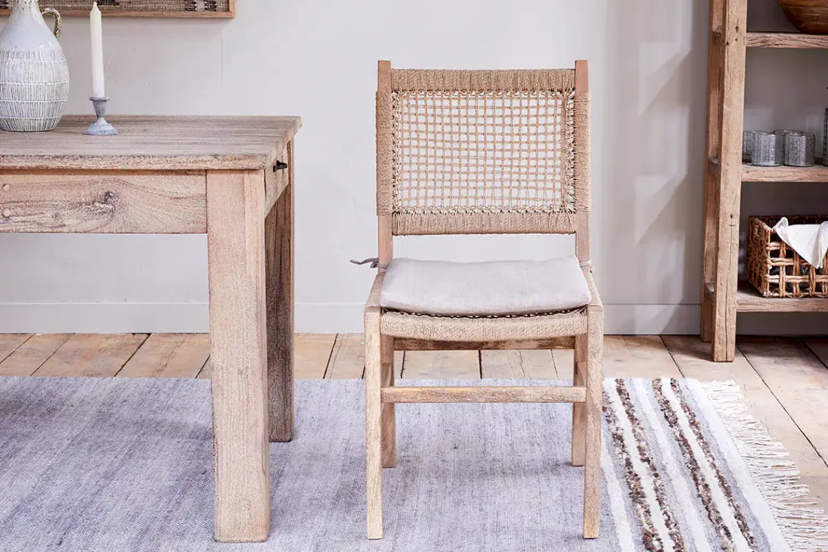 Kitchen & Dining|Dining Chairs & Benches^Nkuku Aamani Mango Wood & Cord Dining Chair - Natural