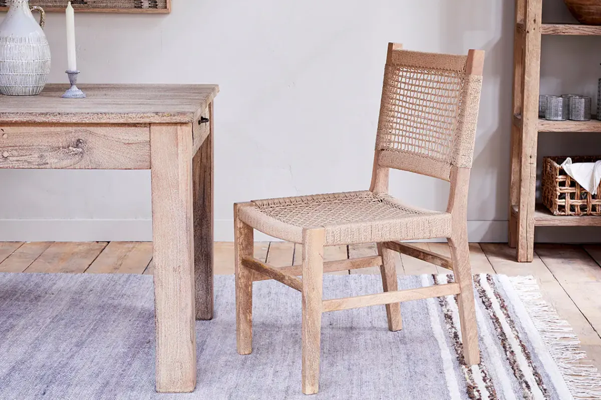 Kitchen & Dining|Dining Chairs & Benches^Nkuku Aamani Mango Wood & Cord Dining Chair - Natural