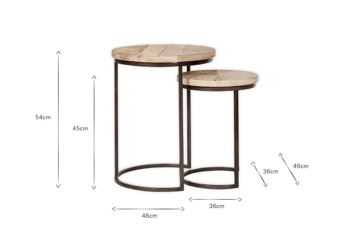 Living|Side Tables^Nkuku Aasha Carved Mango Wood & Iron Nesting Side Tables - Natural - (Set of 2)
