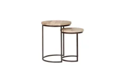 Living|Side Tables^Nkuku Aasha Carved Mango Wood & Iron Nesting Side Tables - Natural - (Set of 2)