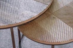 Living|Coffee Tables^Nkuku Aasha Carved Mango Wood & Iron Nesting Coffee Tables - Natural - (Set of 2)
