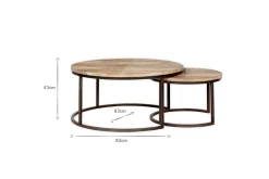 Living|Coffee Tables^Nkuku Aasha Carved Mango Wood & Iron Nesting Coffee Tables - Natural - (Set of 2)