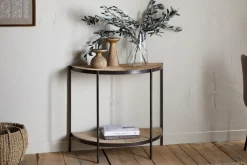 Living|Hallway & Bootroom^Nkuku Aasha Mango Wood Half Moon Console Table - Natural
