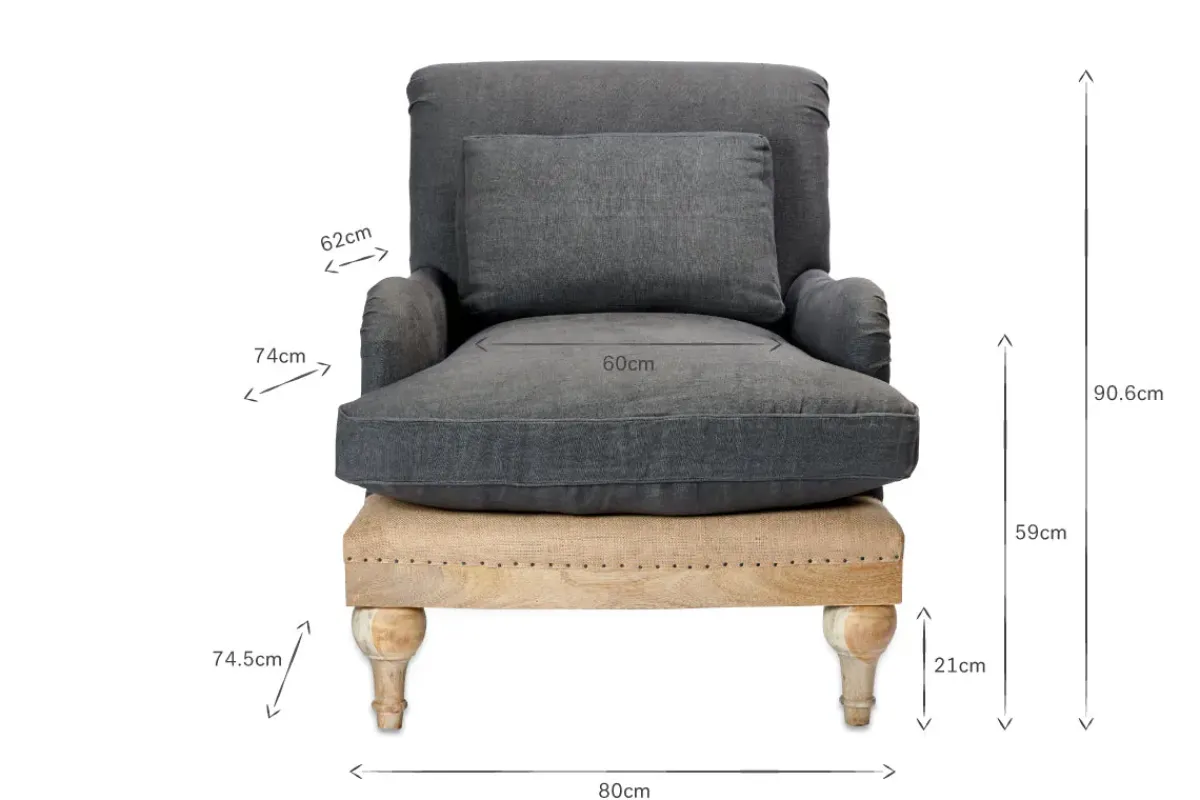 Living|Armchairs^Nkuku Abe Deconstructed Linen Armchair - Charcoal