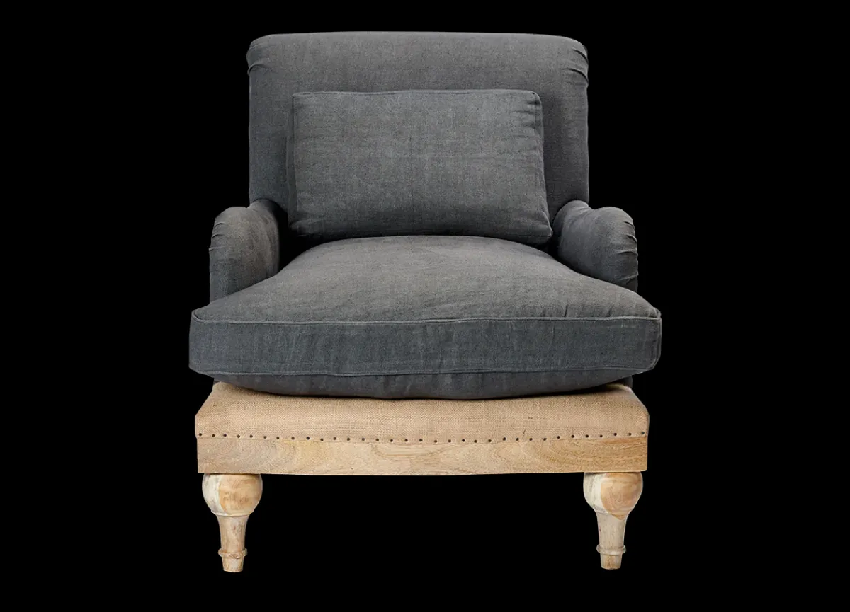 Living|Armchairs^Nkuku Abe Deconstructed Linen Armchair - Charcoal