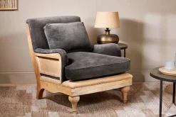 Living|Armchairs^Nkuku Abe Deconstructed Velvet Armchair - Moss Moss Green