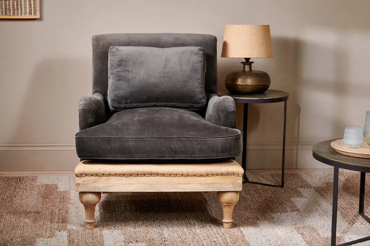 Living|Armchairs^Nkuku Abe Deconstructed Velvet Armchair - Moss Moss Green