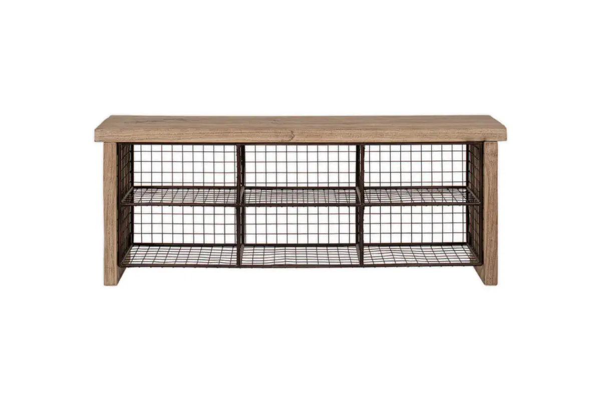Hallway & Bootroom|Benches^Nkuku Abha Reclaimed Wood & Iron Storage Bench - Natural
