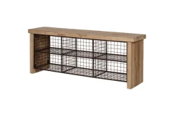 Hallway & Bootroom|Benches^Nkuku Abha Reclaimed Wood & Iron Storage Bench - Natural