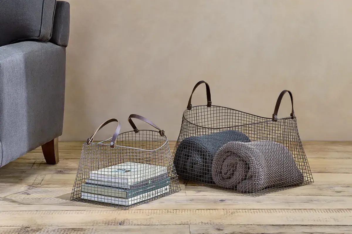 Baskets^Nkuku Adah Iron Baskets - Brown (Set of 2)