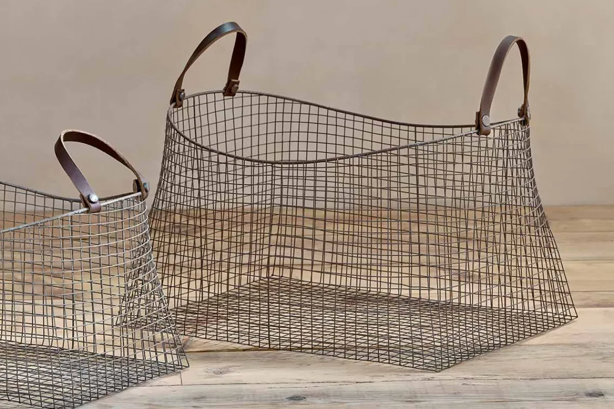 Baskets^Nkuku Adah Iron Baskets - Brown (Set of 2)