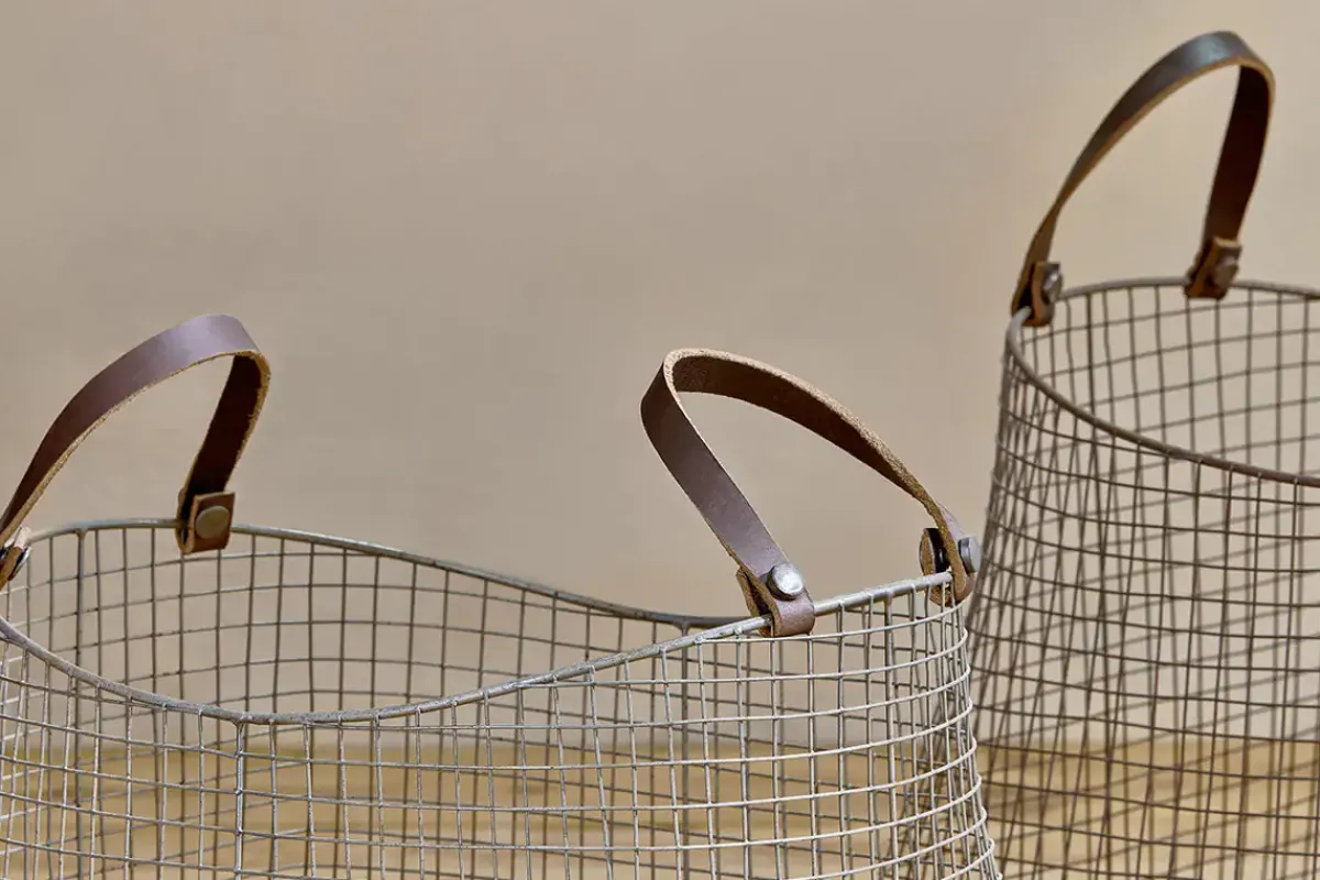 Baskets^Nkuku Adah Iron Baskets - Brown (Set of 2)
