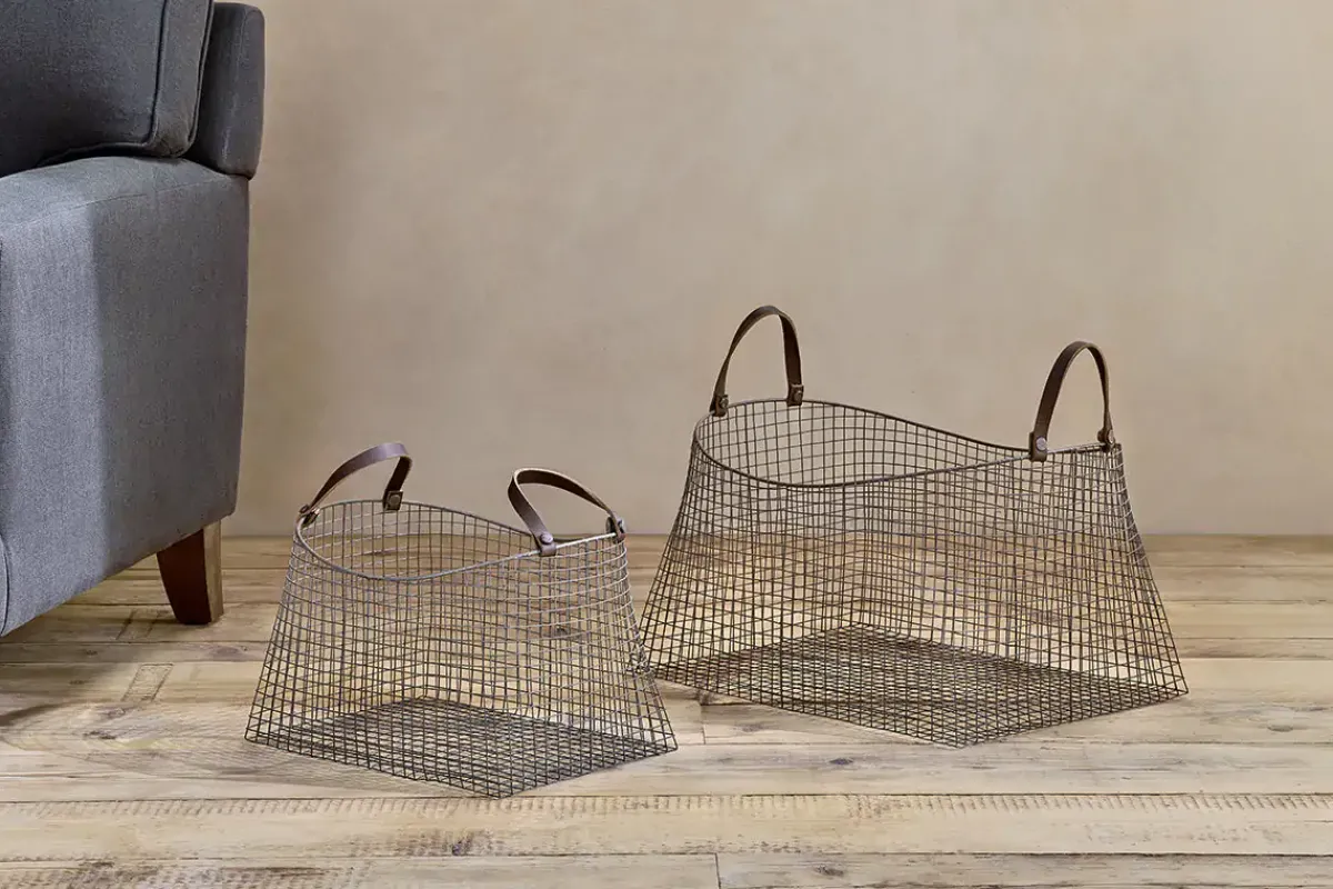 Baskets^Nkuku Adah Iron Baskets - Brown (Set of 2)