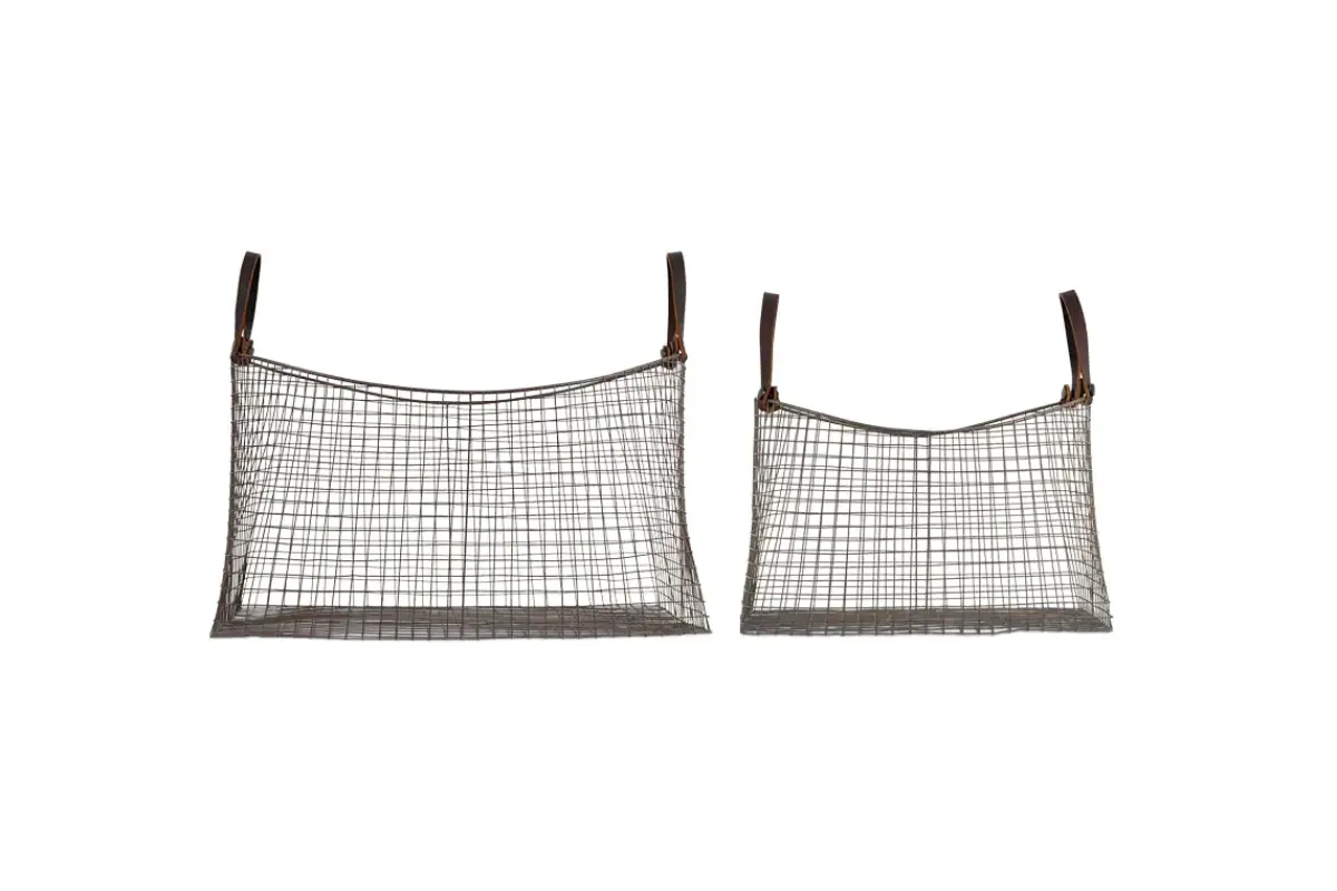 Baskets^Nkuku Adah Iron Baskets - Brown (Set of 2)