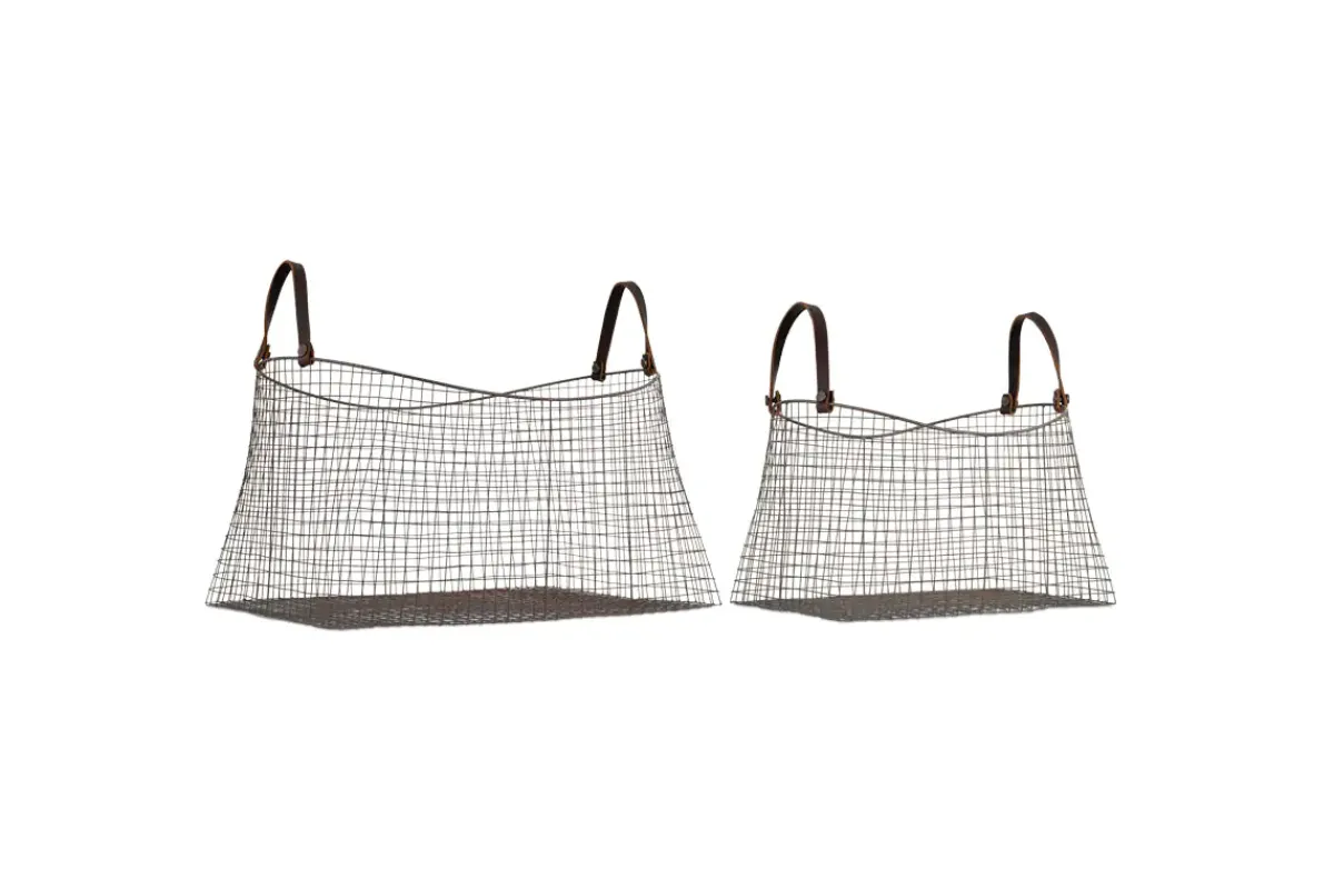 Baskets^Nkuku Adah Iron Baskets - Brown (Set of 2)