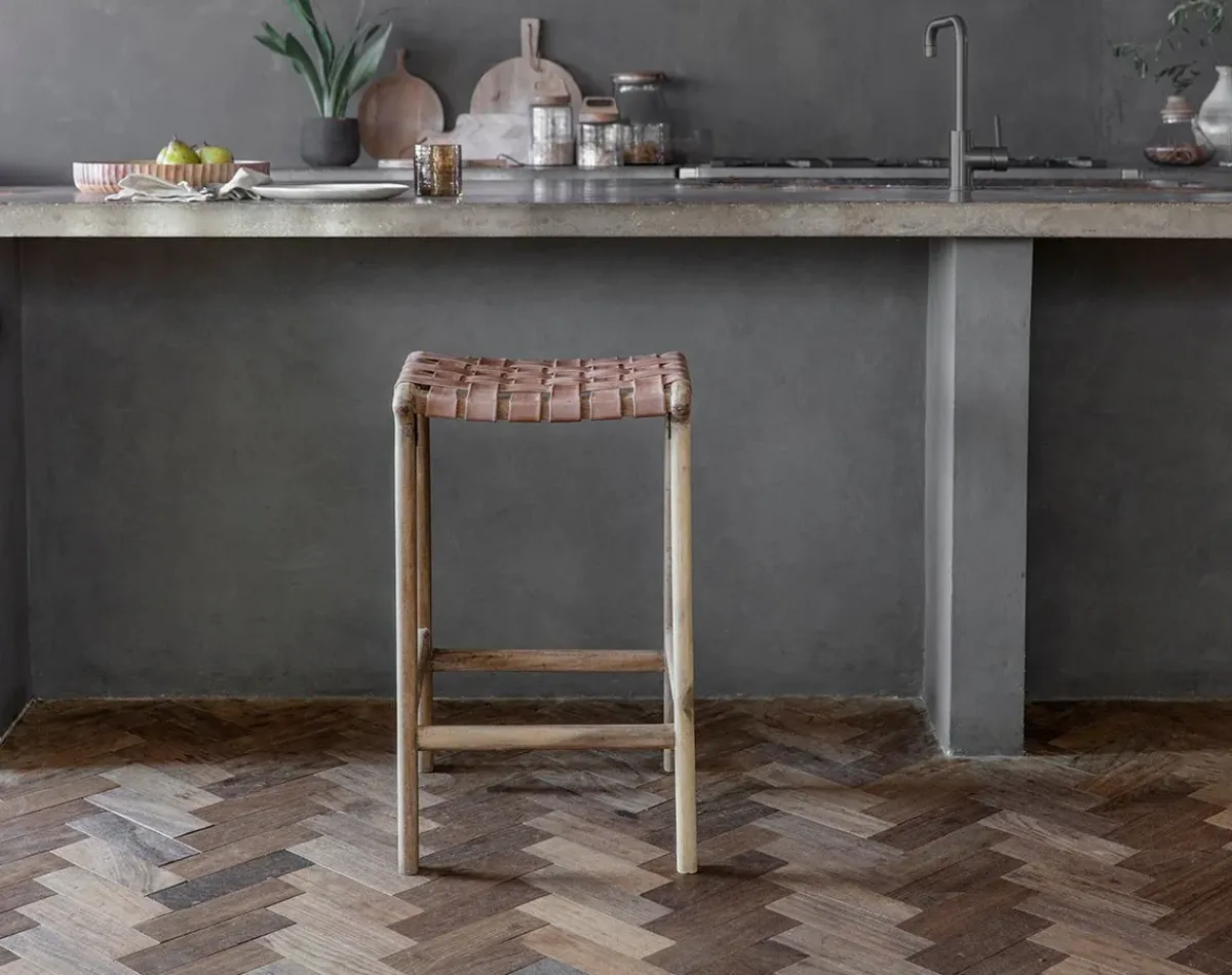 Kitchen & Dining|Bar Stools & Bar Chairs^Nkuku Adembi Woven Leather Counter Stool