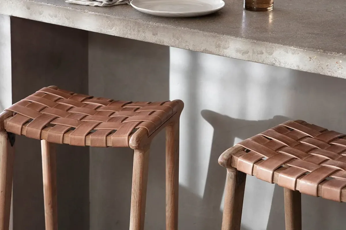 Kitchen & Dining|Bar Stools & Bar Chairs^Nkuku Adembi Woven Leather Counter Stool