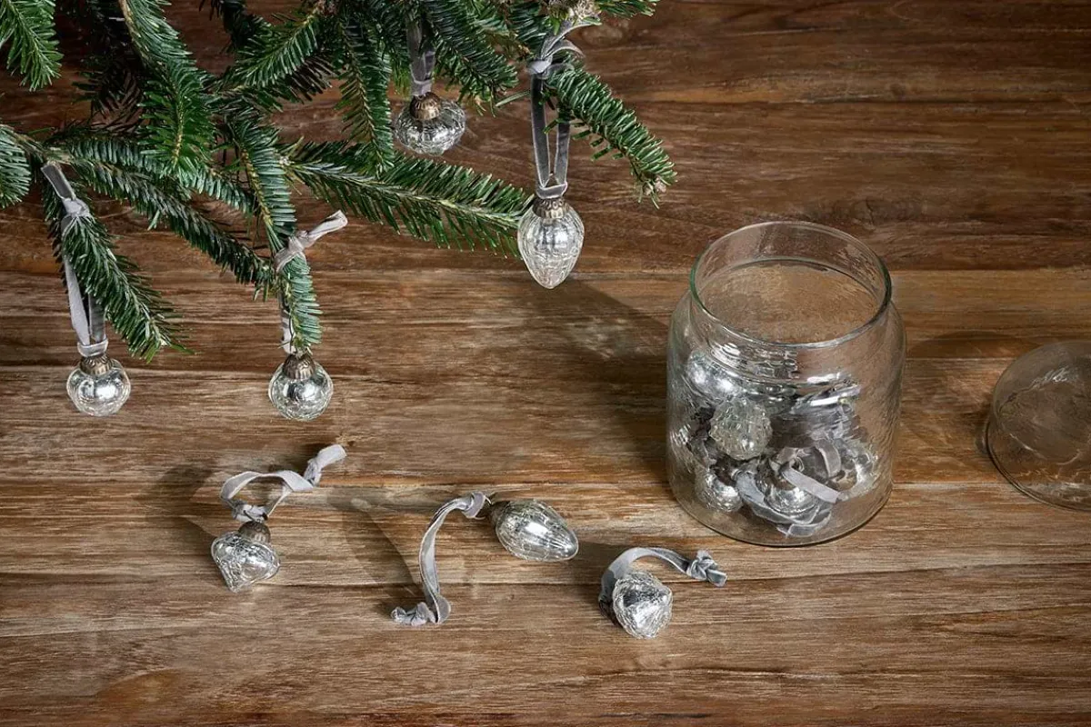 Baubles & Tree Decorations|Shades Of Nature^Nkuku Adisa Bauble Jar - (Set of 16) Antique Silver