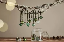 Baubles & Tree Decorations|Shades Of Nature^Nkuku Adisa Bauble Jar - (Set of 16) Mixed Green & Clear