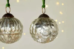 Baubles & Tree Decorations|New Christmas^Nkuku Adoya Baubles - Aged Nickel (Set of 4)
