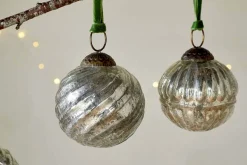 Baubles & Tree Decorations|New Christmas^Nkuku Adoya Baubles - Aged Nickel (Set of 4)