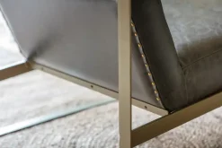 Living|Occasional Chairs^Nkuku Adra Leather & Brass Occasional Chair - Moss Green