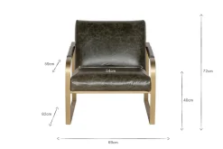 Living|Occasional Chairs^Nkuku Adra Leather & Brass Occasional Chair - Moss Green