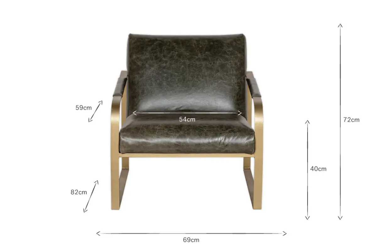 Living|Occasional Chairs^Nkuku Adra Leather & Brass Occasional Chair - Moss Green