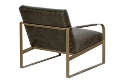 Living|Occasional Chairs^Nkuku Adra Leather & Brass Occasional Chair - Moss Green