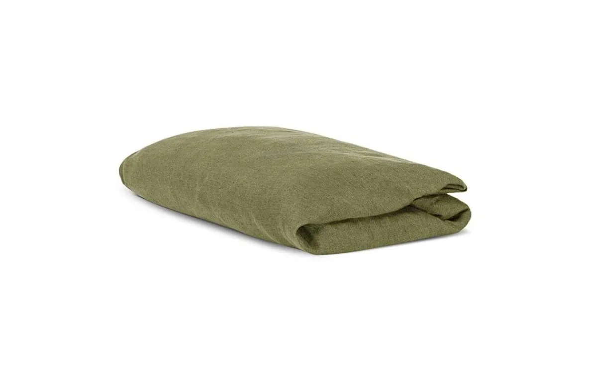 Bedroom Textiles|Bedroom^Nkuku Adya Linen Fitted Sheet - Olive
