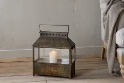 Fireside|Lanterns^Nkuku Akoko Wide Lantern - Brown Patina