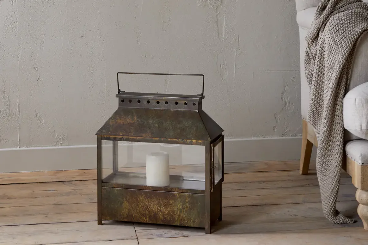 Fireside|Lanterns^Nkuku Akoko Wide Lantern - Brown Patina