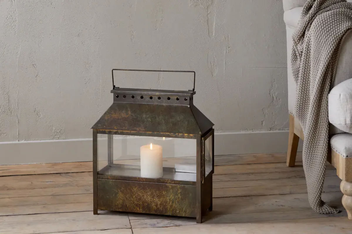 Fireside|Lanterns^Nkuku Akoko Wide Lantern - Brown Patina