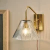 Wall Lights|Wall & Spot Lights^Nkuku Akoli Glass Wall Lamp - Clear & Antique Brass