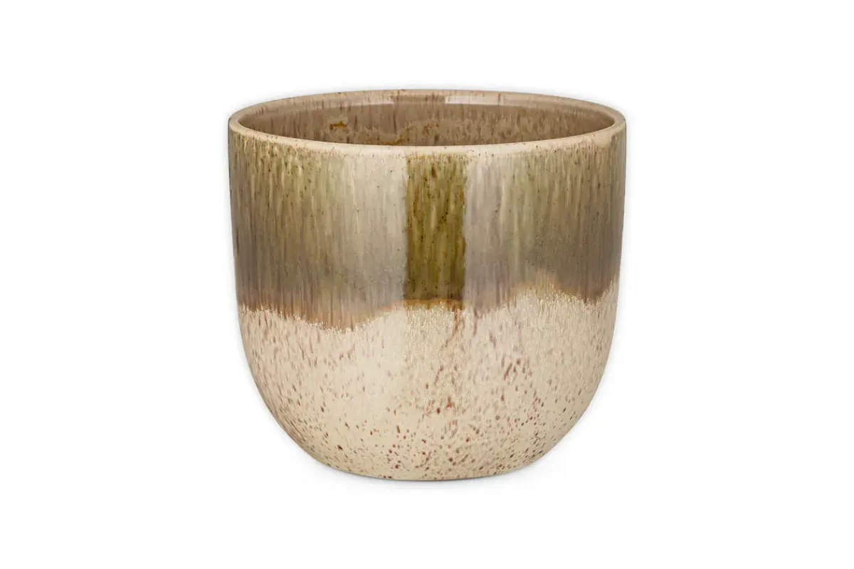 Indoor Planters^Nkuku Almeida Reactive Glaze Plant Pot - Olive & Natural