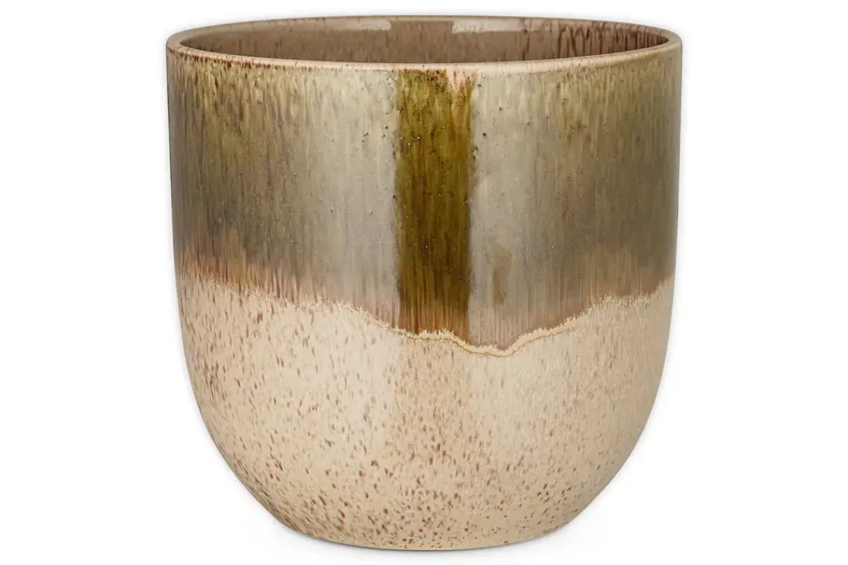 Indoor Planters^Nkuku Almeida Reactive Glaze Plant Pot - Olive & Natural