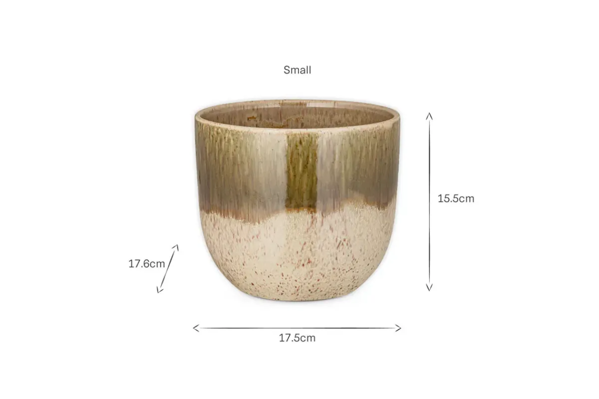 Indoor Planters^Nkuku Almeida Reactive Glaze Plant Pot - Olive & Natural