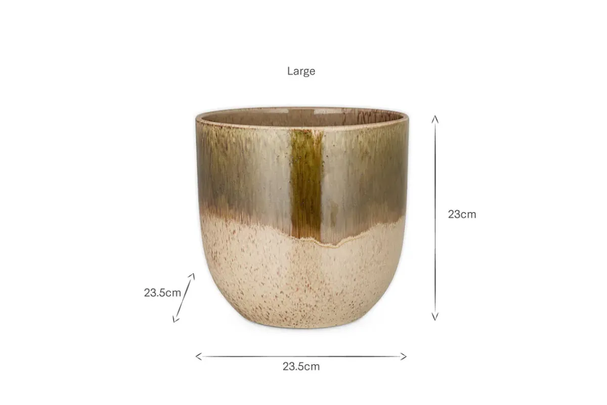 Indoor Planters^Nkuku Almeida Reactive Glaze Plant Pot - Olive & Natural