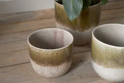 Indoor Planters^Nkuku Almeida Reactive Glaze Plant Pot - Olive & Natural