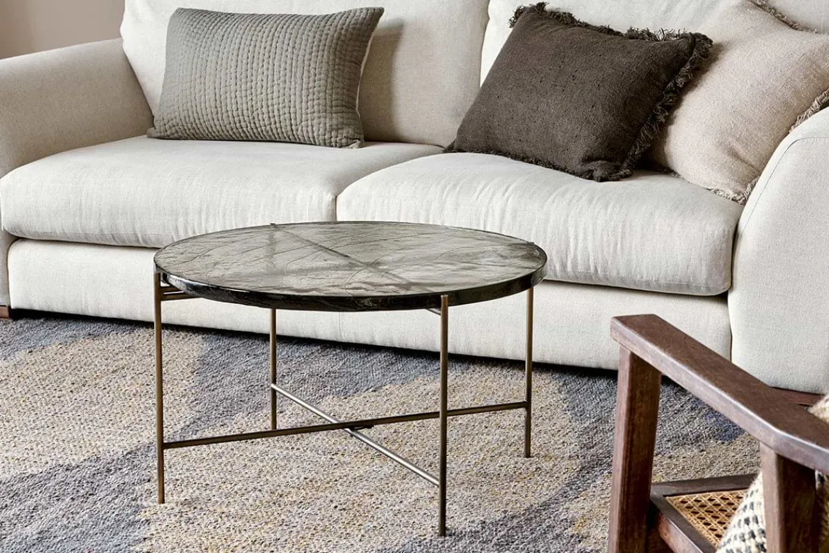 Living|Coffee Tables^Nkuku Aluva Glass Coffee Table - Clear & Antique Brass
