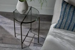 Living|Side Tables^Nkuku Aluva Glass Side Table - Clear & Antique Brass