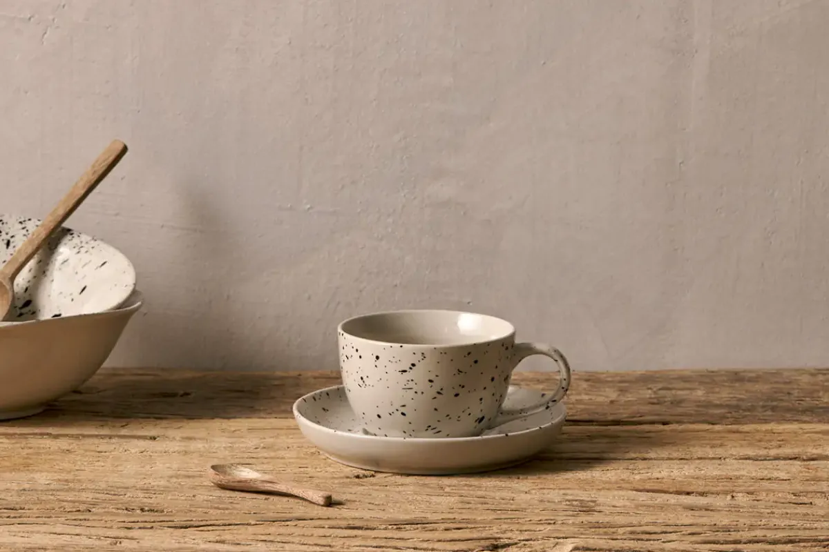 Breakfast Accessories|Teapots & Teacups^Nkuku Ama Cup & Saucer - Splatter