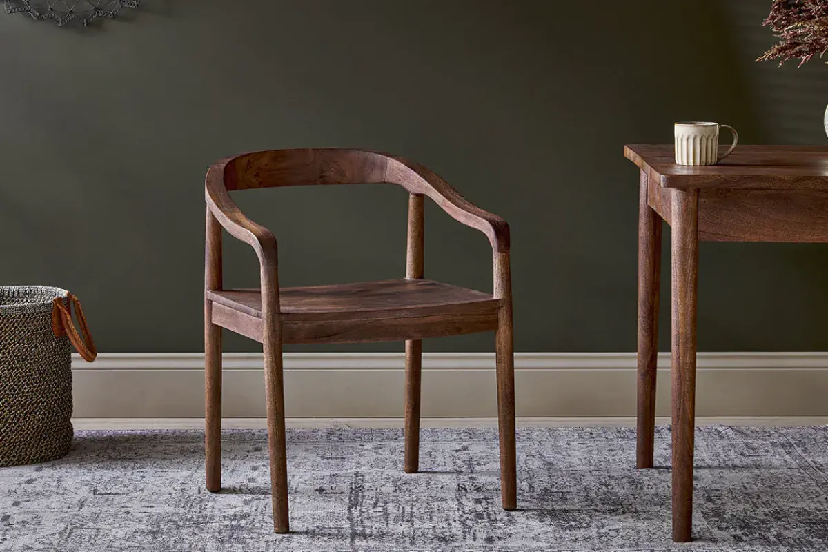 Kitchen & Dining|Dining Chairs & Benches^Nkuku Anbu Acacia Dining Chair - Washed Walnut