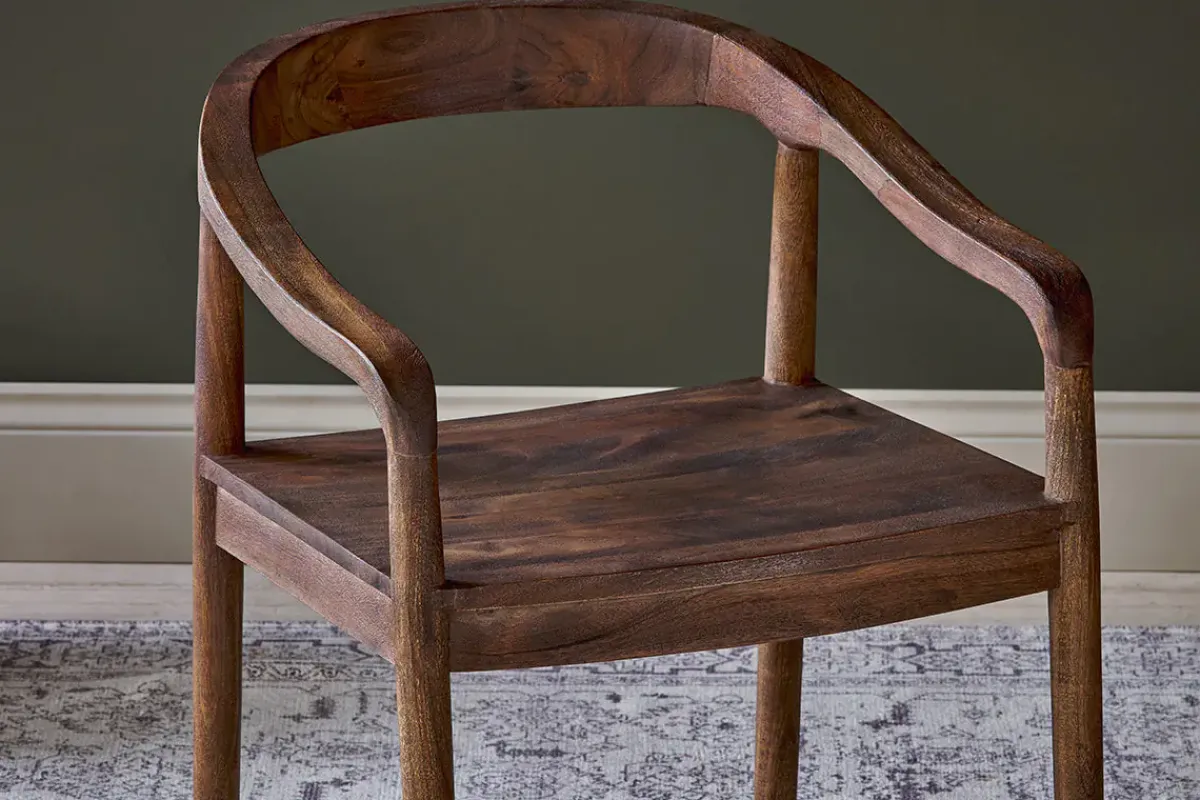 Kitchen & Dining|Dining Chairs & Benches^Nkuku Anbu Acacia Dining Chair - Washed Walnut