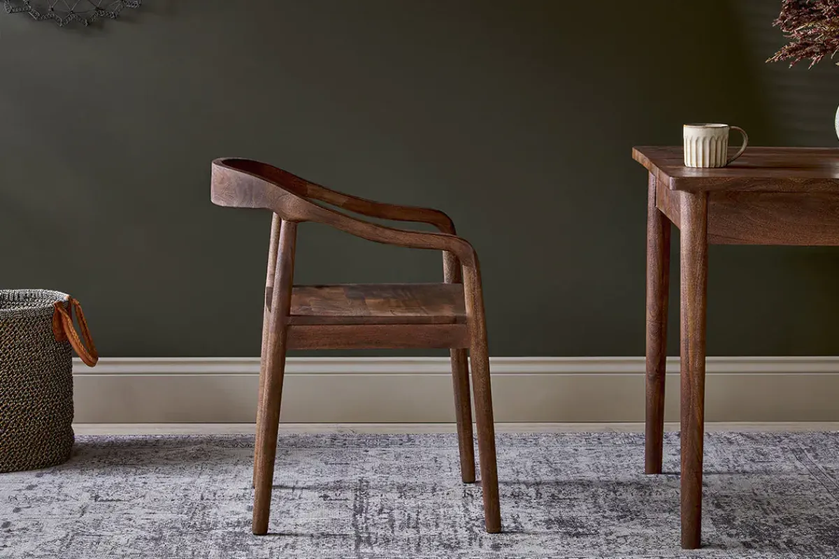 Kitchen & Dining|Dining Chairs & Benches^Nkuku Anbu Acacia Dining Chair - Washed Walnut